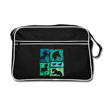 Unicorn in Perspectives – Retro Style with Stars - Retro Bag - black/white - Front