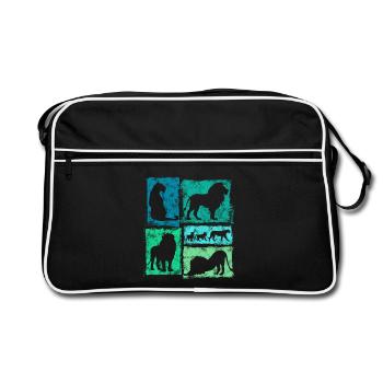 Lions Silhouettes Retro Style Graphic - Retro Bag - black/white - Front