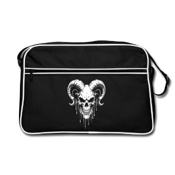 Skull with Horns Ram Skull - Retro Bag - black/white - Front