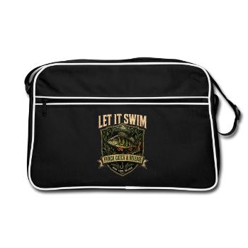 Chemise de pêcheur de pêcheur à l’achigan - Sac Retro - noir/blanc - Devant