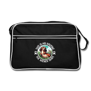 Dackel Gassi Gehen - Retro Tasche - Schwarz/Weiß - Vorne