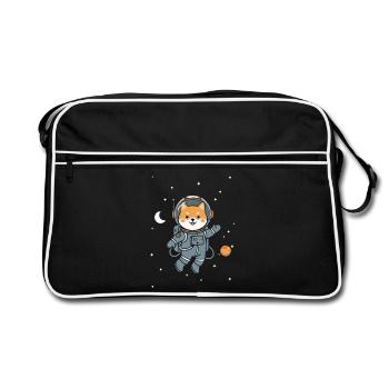 Asterroid the Shiba Inu Astronaut - Cute Space Dog - Retro Bag - black/white - Front