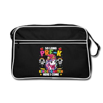 Also, Mach's gut, Vorschule Pass auf, Kindergartenmädchen - Retro Tasche - Schwarz/Weiß - Vorne