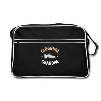 Clogging Opa Clogger Geschenk - Retro Tasche - Schwarz/Weiß - Vorne