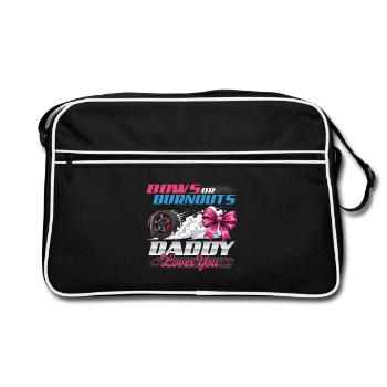 Verbeugungen oder Burnouts, Papa liebt dich - Retro Tasche - Schwarz/Weiß - Vorne