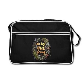 Achtsamkeit Spruch Du bist gut genug - Retro Tasche - Schwarz/Weiß - Vorne