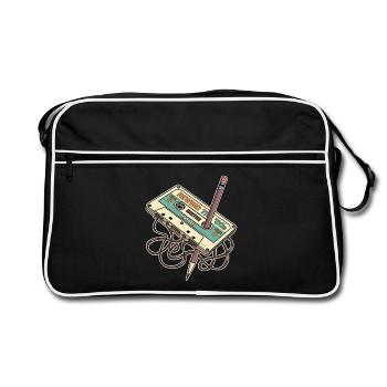 Cassette musicale rétro des années 80 avec crayon - Sac Retro - noir/blanc - Devant