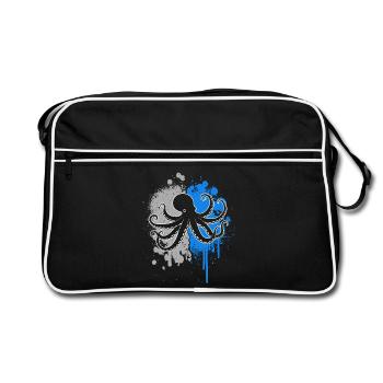 Octopus Splash of Color Children Men's Boys Octopus - Retro Bag - black/white - Front