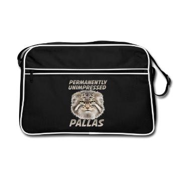 Pallas Cat Manul Kaffee Motiv | Grumpy Wildkatze  - Sac Retro - noir/blanc - Devant