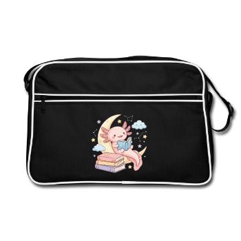 Axolotl Reading Bookworm Book Bookworm Bookworm - Retro Bag - black/white - Front