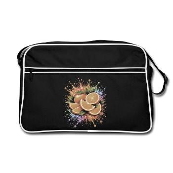 Orange Multicolor Citrus Splash Art - Retro Bag - black/white - Front