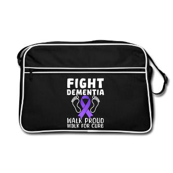 Fight Dementia Walk Proud Walk For Cure Awareness - Retro Tasche - Schwarz/Weiß - Vorne