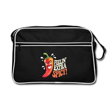 Extra spicy chili cartoon extra spicy - Retro Bag - black/white - Front