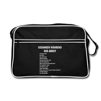 Gedanken während der Arbeit Typo - Retro Tasche - Schwarz/Weiß - Vorne