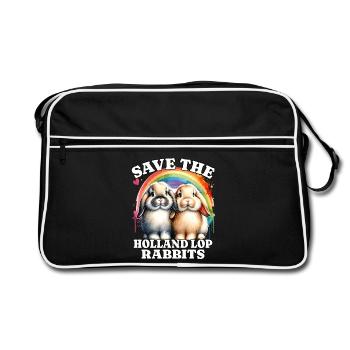 Dwarf Ram Rabbit Save Holland Lop Rabbit - Retro Bag - black/white - Front