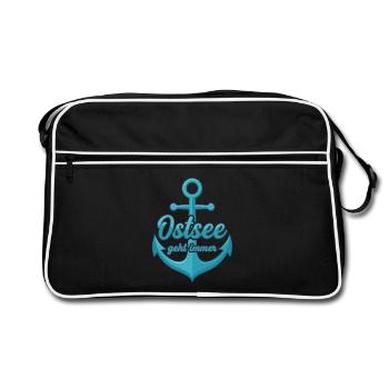 Ostsee geht immer mit Schiff Anker  - Retro Tasche - Schwarz/Weiß - Vorne