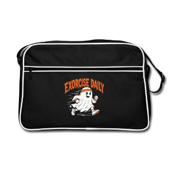 Halloween, Fitness, Sport, Joggen, Jogger Geist - Retro Tasche - Schwarz/Weiß - Vorne