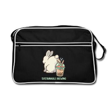 Bubble Tea Boba Drôle de Lapin mignon - Sac Retro - noir/blanc - Devant