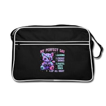 Pastel Goth Soft Goth Gaming Gamer - Retro Bag - black/white - Front