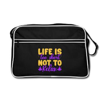 Yoga Life Too Short Not Relax Funny Yoga - Retro Bag - black/white - Front