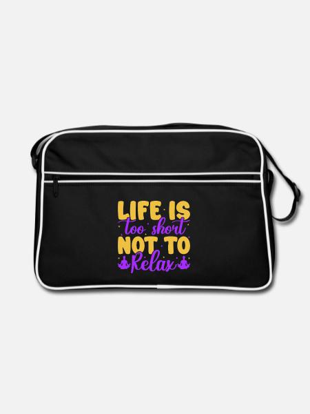 Yoga Life Too Short Not Relax Funny Yoga - Retro Bag - black/white - Front