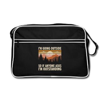 Ich geh raus – Outdoor-Statement - Retro Tasche - Schwarz/Weiß - Vorne
