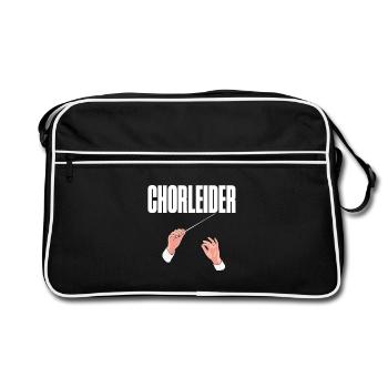 Chorleider - Wortspiel für Chorleiter von Chören - Retro Tasche - Schwarz/Weiß - Vorne