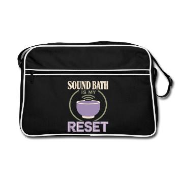 Klangbad Klangheilung Klangschale Geschenk - Retro Tasche - Schwarz/Weiß - Vorne