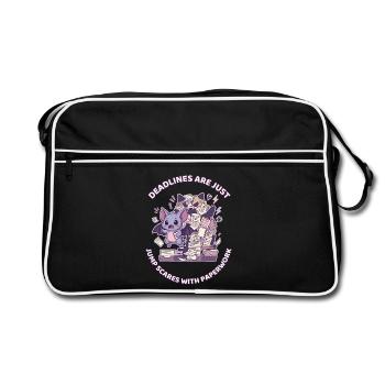 Deadlines Are Jump Scares With Paperwork - Retro Bag - black/white - Front