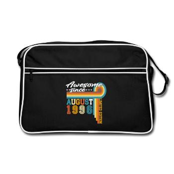 August 1996 Vintage Retro Geburtstag Geschenk Goon - Retro Tasche - Schwarz/Weiß - Vorne