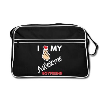 I Love My Awesome Boyfriend Gift - Retro Bag - black/white - Front
