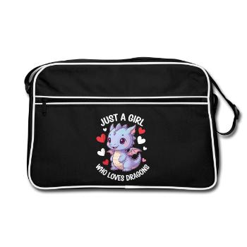 Just a Girl Who Loves Dragons - Retro Bag - black/white - Front