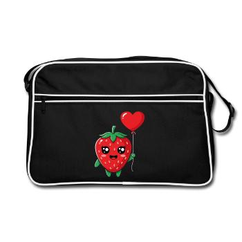 Fraise câline avec ballon en forme de cœur - Sac Retro - noir/blanc - Devant
