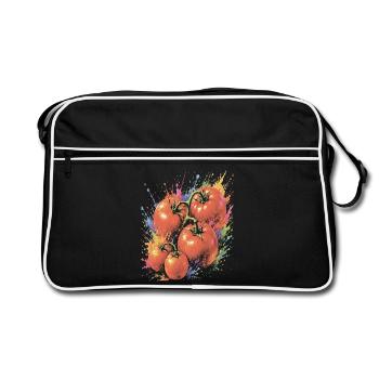 Tomate Grappe Legume Multicolore Splash Art - Sac Retro - noir/blanc - Devant