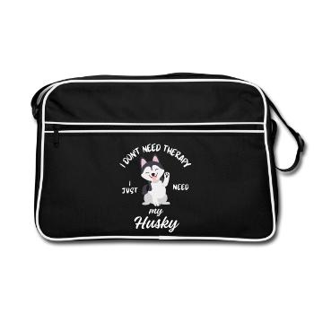 Chien de thérapie husky - Sac Retro - noir/blanc - Devant