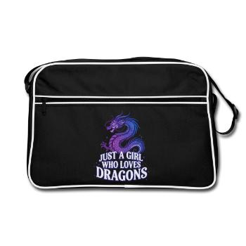 Dragon Love : Girl Loves Dragons - Sac Retro - noir/blanc - Devant