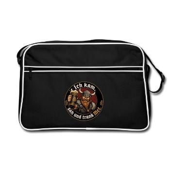 Wikinger Bier Spruch - Retro Tasche - Schwarz/Weiß - Vorne
