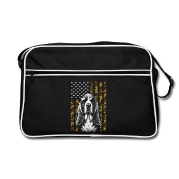 Basset Hound Dog camouflage du drapeau américain - Sac Retro - noir/blanc - Devant