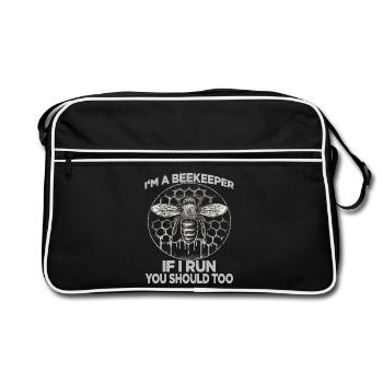 Beekeeping Supplies Beekeeper Accessories Beekeeping Bees Fan - Retro Bag - black/white - Front