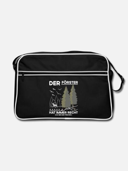 Der Förster hat immer Recht - Retro Tasche - Schwarz/Weiß