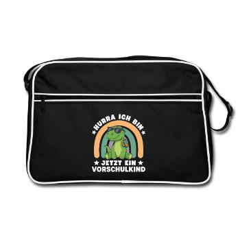Vorschulkind Dinosaurier Schulstart Einschulung - Retro Tasche - Schwarz/Weiß - Vorne