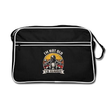 I'm not old, I'm classic | Biker | Motorrad fahren - Retro Tasche - Schwarz/Weiß - Vorne