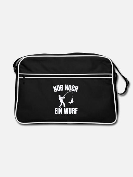 Nur Noch Ein Wurf Lustiger Angler Spruch - Retro Tasche - Schwarz/Weiß