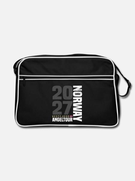 Norwegen Vestfjord Angeltour 2027 - Retro Tasche - Schwarz/Weiß