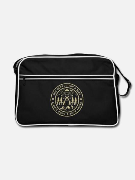 Du kannst einem Bären nicht entkommen - Retro Tasche - Schwarz/Weiß