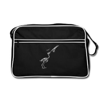 Funny skeleton chicken giving a hand kiss  - Retro Tasche - Schwarz/Weiß - Vorne