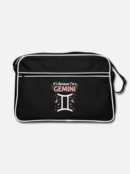 Zwillinge Zodiac-Stolz - Retro Tasche - Schwarz/Weiß