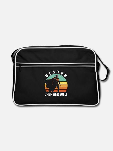 Bester Chef der Welt - Retro Tasche - Schwarz/Weiß