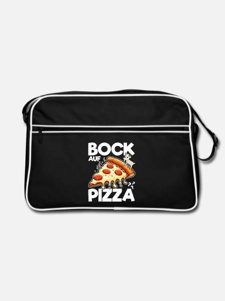 Bock auf Pizza? - Retro Tasche - Schwarz/Weiß