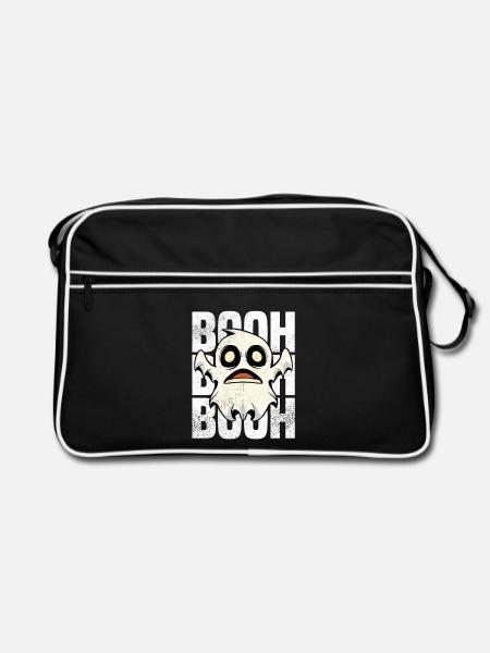 Halloween Gespenst - Retro Tasche - Schwarz/Weiß